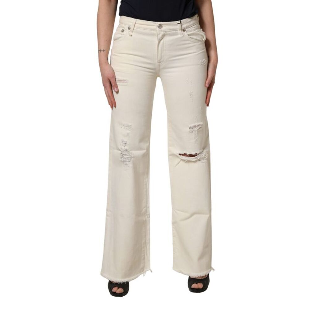 R13 Mid Waisted Bootcut Tattered Denim Trouser Women's Jeans